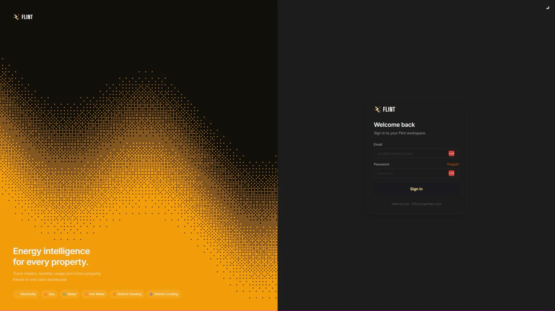 The Flint sign-in page